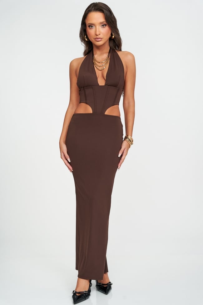 Φόρεμα Maxi Cut Out με Ενίσχυση