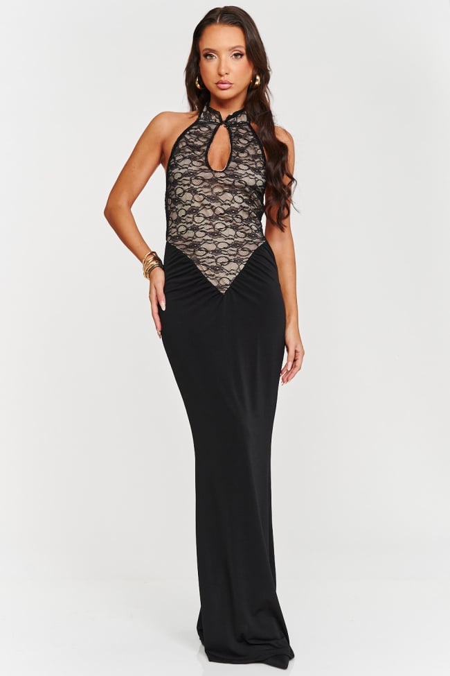 Φόρεμα Maxi Εξώπλατο με Δαντέλα