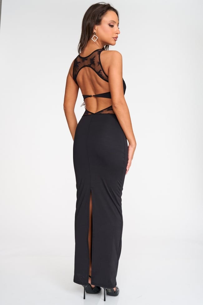 Φόρεμα Maxi Εξώπλατο με Δαντέλα & Ενίσχυση