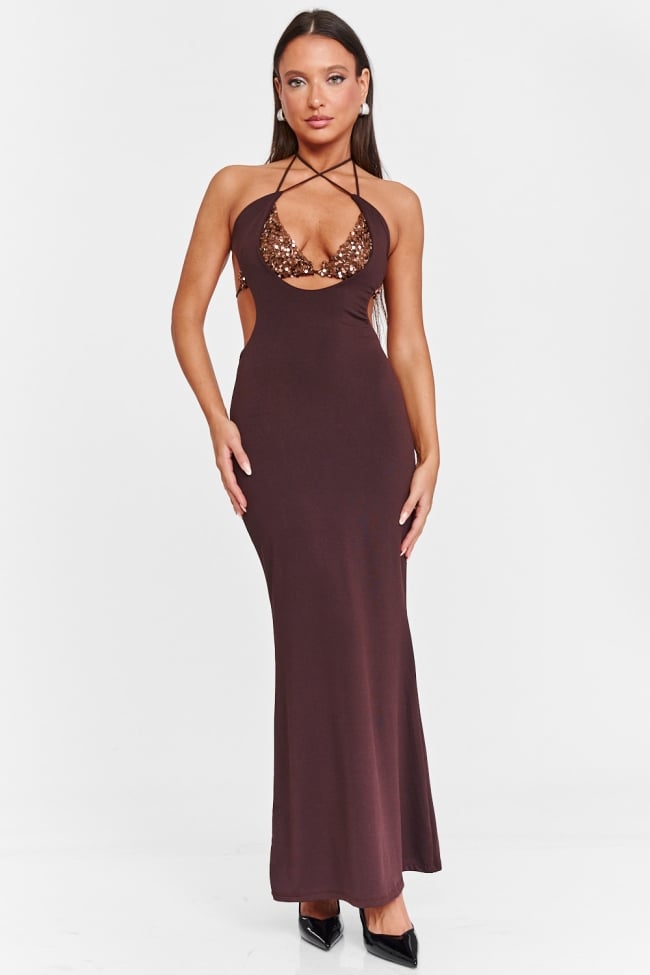 Φόρεμα Maxi με Brallette Παγιέτα
