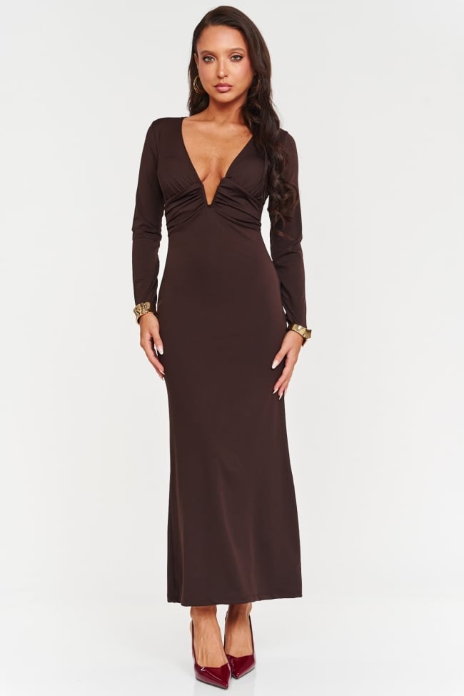 Φόρεμα Maxi με Ενίσχυση & Σταθερό V