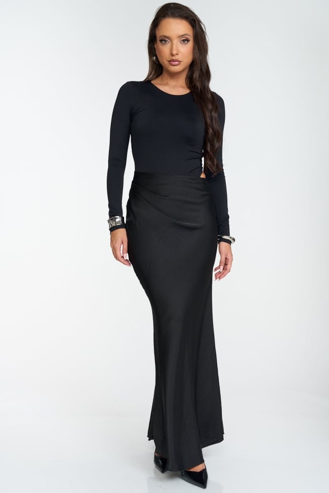 Φόρεμα Maxi Σατινέ με Κορμάκι