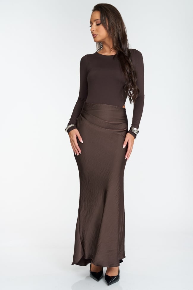 Φόρεμα Maxi Σατινέ με Κορμάκι