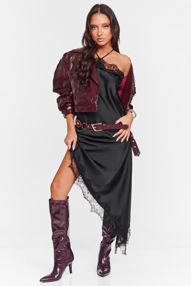 Φόρεμα Midi Lingerie με Δαντέλα