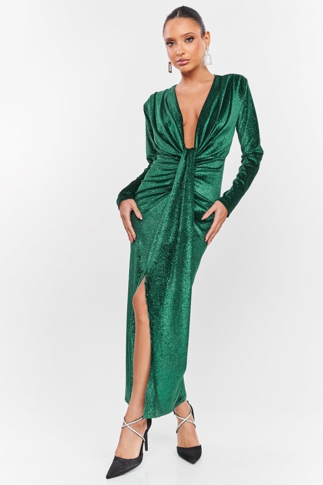 Φόρεμα Maxi Velvet με Glitter