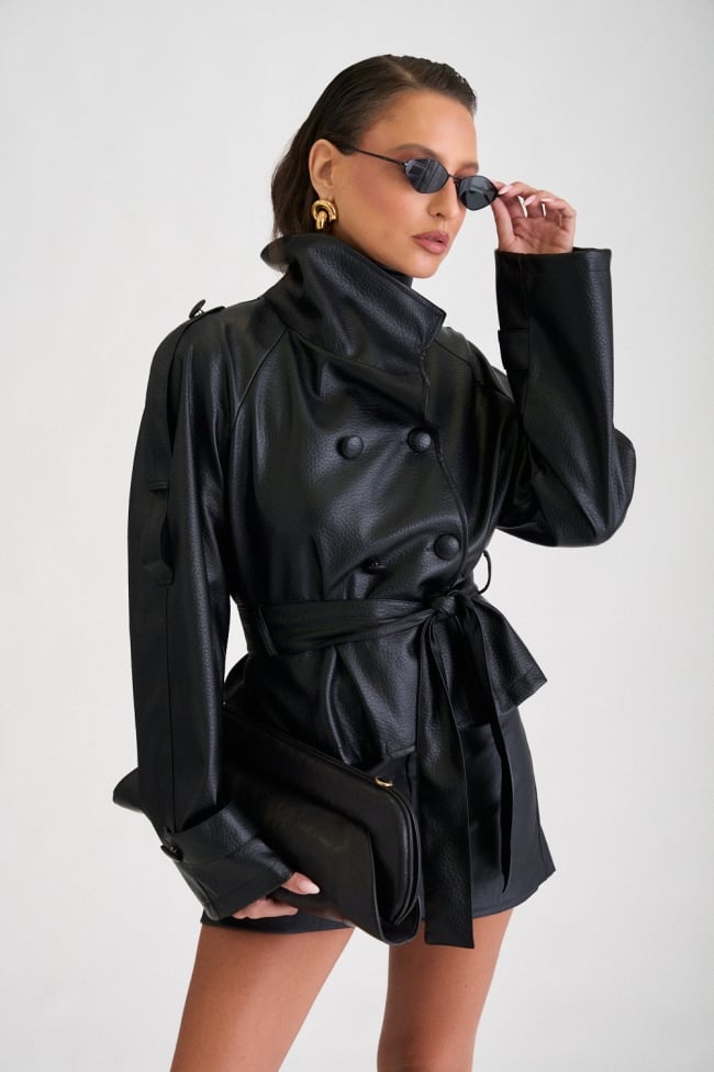 Jacket Imitation Leather with Belt