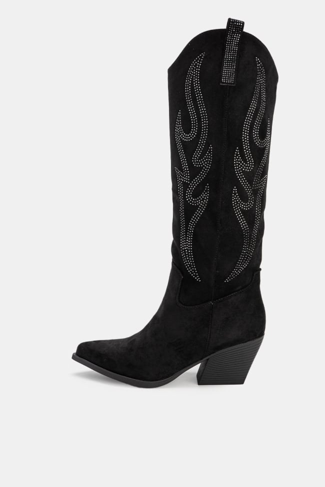 Μπότες Cowboy Suede με Στρας