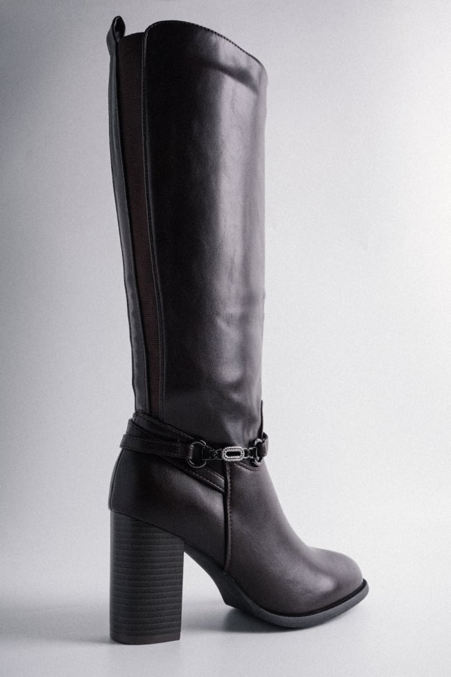 Μπότες Δερματίνη με Λάστιχο & Αγκράφα