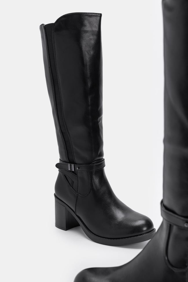 Μπότες Δερματίνη με Λάστιχο & Λουράκι