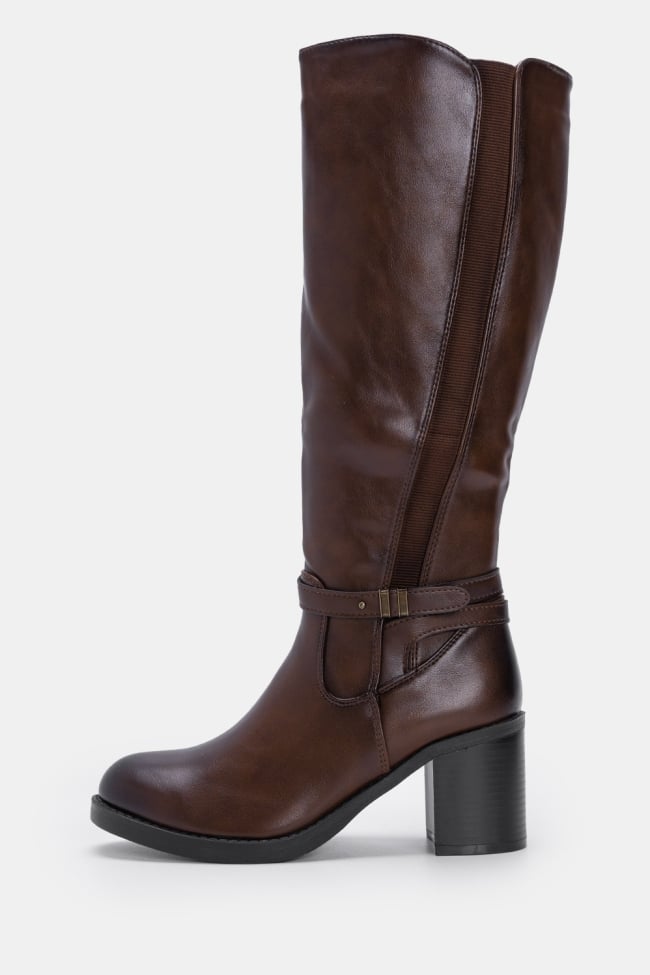 Μπότες Δερματίνη με Λάστιχο & Λουράκι