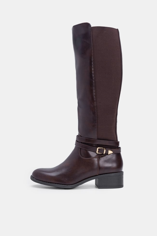 Μπότες Δερματίνη με Λάστιχο & Λουράκι