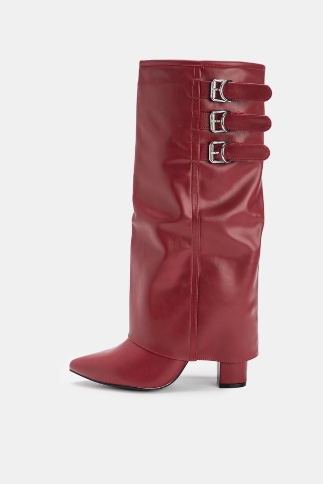 Μπότες Layered Δερματίνη με Λουράκια