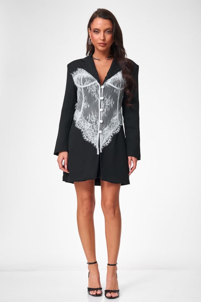 Set Long Blazer with Lace & Shorts